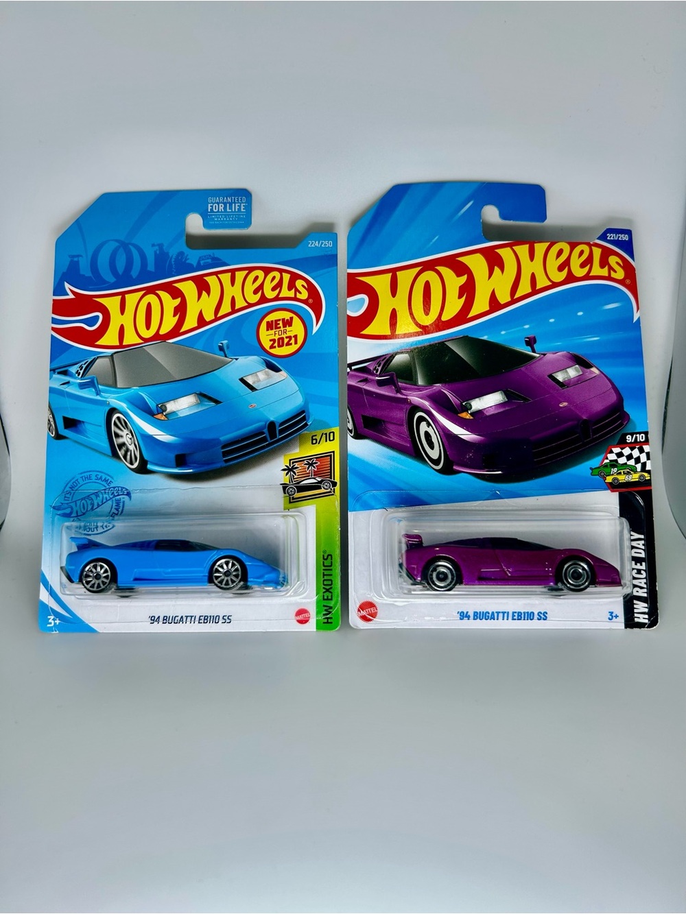 Hot Wheels Bugatti Lot Of 2x - '94 Bugatti EB110 SS Blue & Purple NEW HW Exotics
